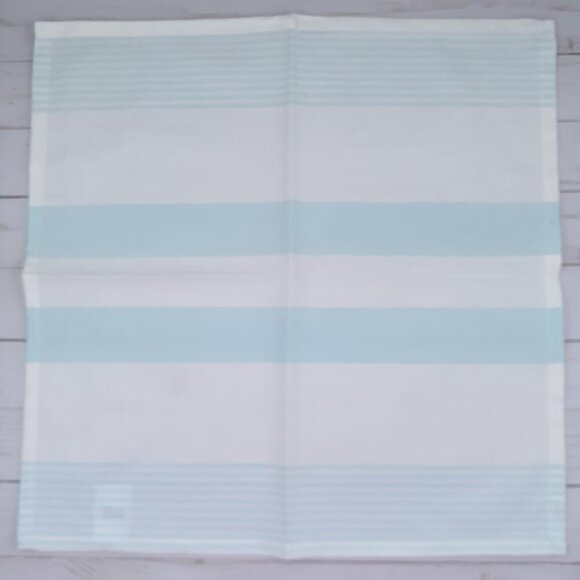 Fabric Dinner Napkins Striped Teal White 18x18 Set of 4 - Picture 2 of 2
